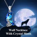 wholesale TOUPOP Wolf Jewelry - Sterling Silver Crystal Opal Howling Wolf Pendant Necklace For Women, Men, Mom, Friend Or Birthday -0-1