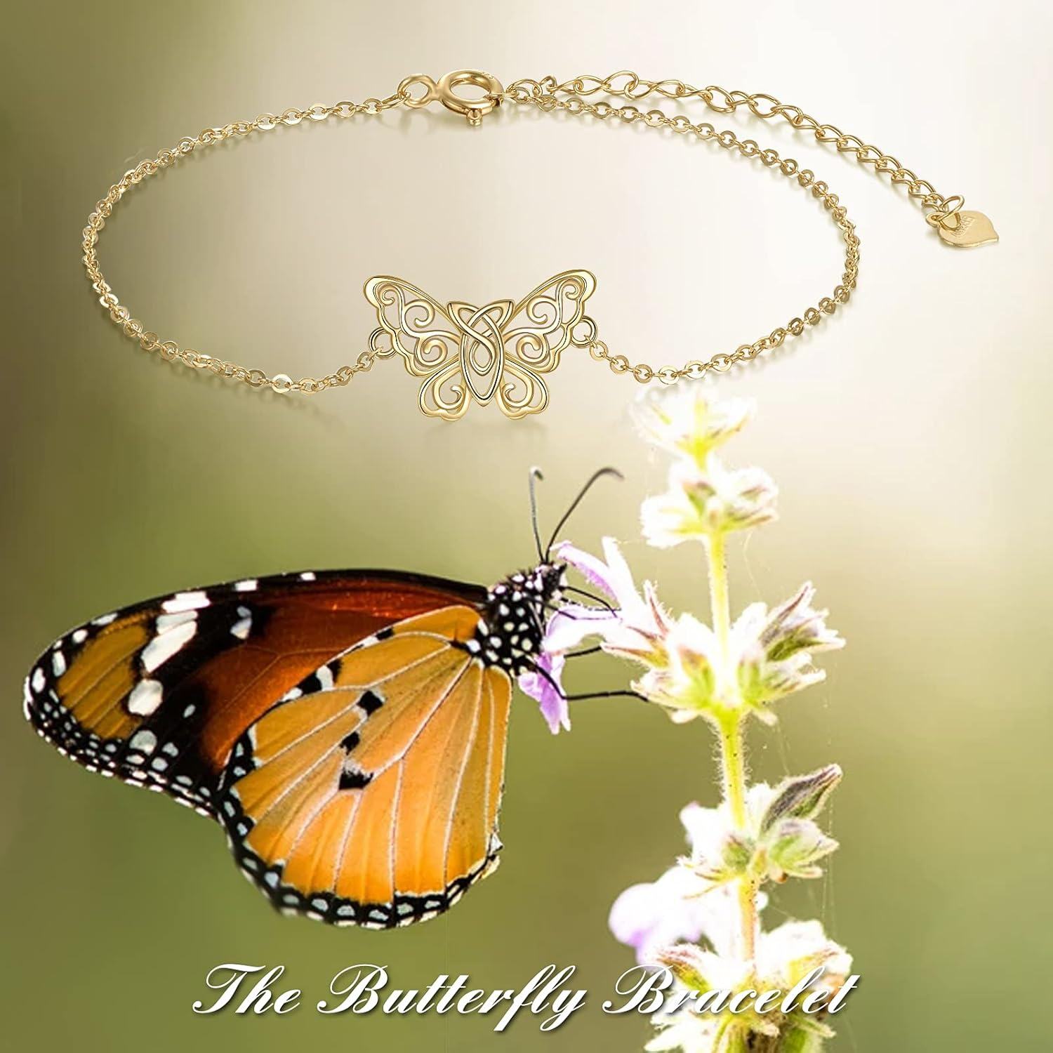 wholesale 14K Gold Celtic Knot Butterfly Bracelet for Women-0-5