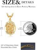 wholesale Gold-plated 925 Sterling Silver Saint Anthony Medal Pendant Necklace for Men & Women-0-2