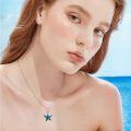 wholesale 925 Sterling Silver Abalone Shell Starfish Pendant Necklace Sea Life Jewelry for Women Girls 45cm Chain Length-0-3