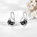 wholesale 925 Sterling Silver Black Rugby Football Clip Earrings Platinum Plated For Women-0-3