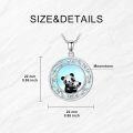 wholesale 925 Sterling Silver Round Moonstone Mother and Baby Panda Pendant Necklace-0-4