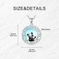 wholesale 925 Sterling Silver Round Moonstone Mother and Baby Panda Pendant Necklace-0-4