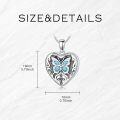 wholesale 925 Sterling Silver Turquoise Butterfly Heart Photo Locket Pendant Necklace for Women Girls Gifts-0-3