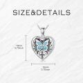 wholesale 925 Sterling Silver Turquoise Butterfly Heart Photo Locket Pendant Necklace for Women Girls Gifts-0-3
