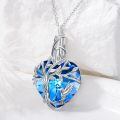 TOUPOP Sterling Silver Blue Crystal Hummingbird Tree Of Life Cremation Urn Necklace-0-4