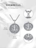 wholesale 925 Sterling Silver Norse Tree of Life Compass Pendant Necklace  with Vegvisir and Thors Hammer Charm-0-1