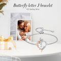 wholesale TOUPOP Rose Heart Bracelet For Women Sterling Silver Butterfly Initial J Letter Link Bracelet Anniversary Birthday Christmas Jewelry Gifts For Her Wife Girlfriend, Large -0-2