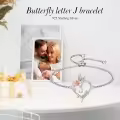 TOUPOP Sterling Silver Rose Heart Butterfly Initial J Link Bracelet-0-2