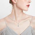 wholesale 925 Sterling Silver Tennis Racket Pendant Necklace With Green Crystal Platinum Plated-0-4