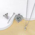 wholesale 925 Sterling Silver Heart-Shaped Moss Agate and Turquoise Cremation Jewelry Urn Pendant Necklace-0-3