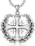 wholesale 925 Sterling Silver Jerusalem Cross Laurel Wreath Pendant Necklace  for Men-0-0