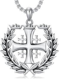wholesale 925 Sterling Silver Jerusalem Cross Laurel Wreath Pendant Necklace  for Men-Style A