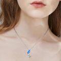 wholesale 925 Sterling Silver Blue Opal Squirrel Pendant Necklace for Women Girls-0-5