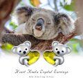 wholesale 925 Sterling Silver Koala Bear Heart Crystal Stud Earrings - Hypoallergenic Gift for Women-0-5