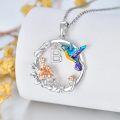 wholesale 925 Sterling Silver Hummingbird & Flower Pendant Necklaces for Women Girls Gifts Alphabet Initial Letter P Charm Chain Jewelry Set Blue Purple Yellow Gold Tone Enamel Colorful Artistic Design-0-13