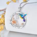 wholesale 925 Sterling Silver Hummingbird & Flower Pendant Necklaces for Women Girls Gifts Alphabet Initial Letter P Charm Chain Jewelry Set Blue Purple Yellow Gold Tone Enamel Colorful Artistic Design-0-13