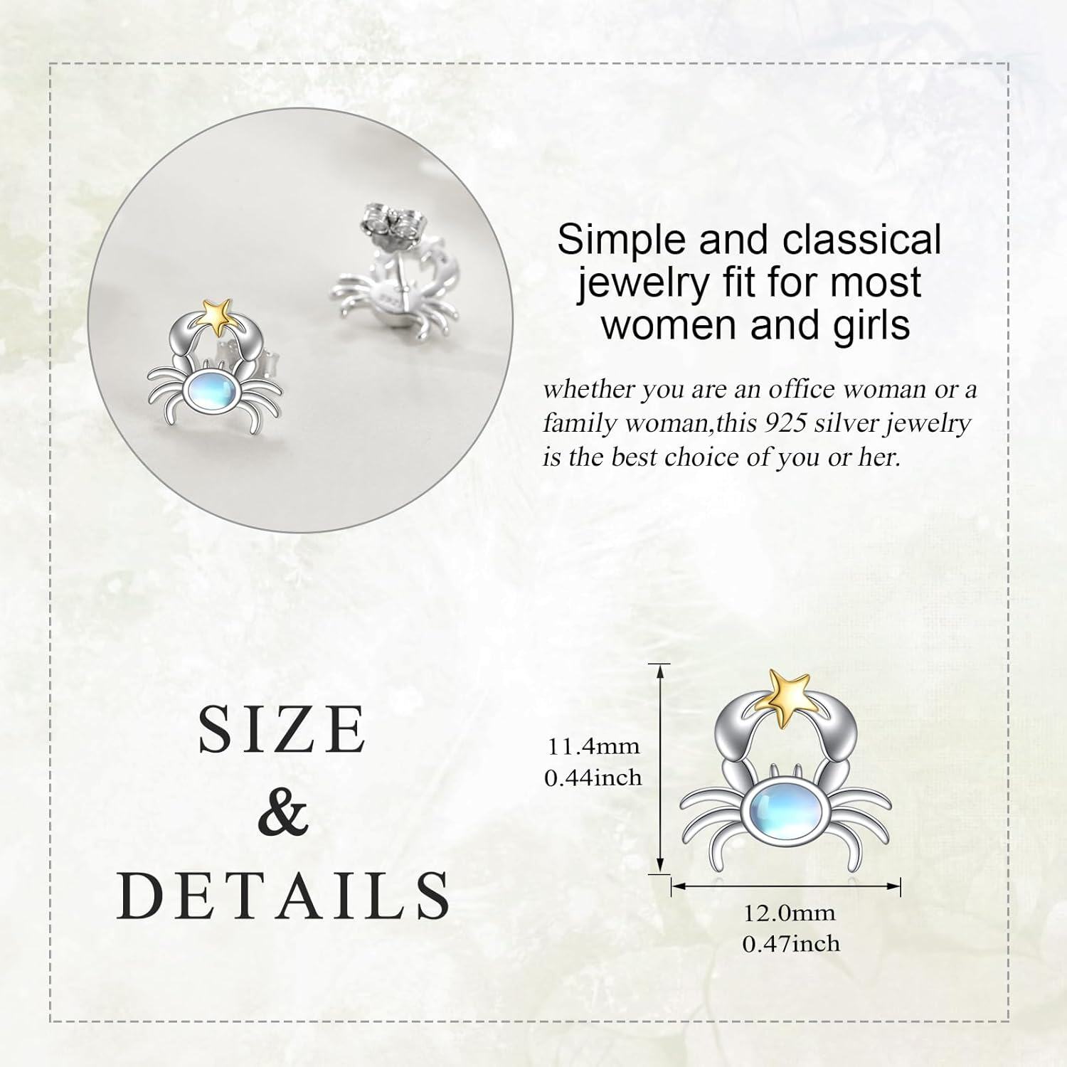 925 Sterling Silver Starfish Stud Earrings with Blue Stone and Gold Accents-0-2