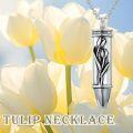 wholesale 925 Sterling Silver Bullet Shaped Tulip Flower Memorial Keepsake Jewelry with Funnel and Fill Tool - 3D Engraved Design (Tulips)-0-4