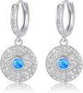 wholesale 925 Sterling Silver Blue Opal Evil Eye Huggie Hoop Earrings for Women - Hypoallergenic  Idea-0-0