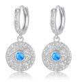 wholesale 925 Sterling Silver Evil Eye Drop Earrings For Women White Gold Plated Blue Created Sapphire-0-0