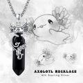 wholesale 925 Sterling Silver Gothic Black Crystal Axolotl Pendant Necklace for Women Men Gifts-0-5