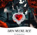 wholesale 925 Sterling Silver Red Crystal Angel Wings Heart Keepsake Pendant Necklace with Funnel and Fill Tool-0-5