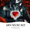 wholesale 925 Sterling Silver Red Crystal Angel Wings Heart Keepsake Pendant Necklace with Funnel and Fill Tool-0-5
