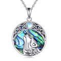 wholesale 925 Sterling Silver Wolf Pendant Necklace Wholesale With Abalone Moonstone-0-0