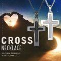 wholesale 925 Sterling Silver Black & White Cross Pendant Necklace Set of 2 for Couples-0-4