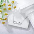 wholesale 925 Sterling Silver Cubic Zirconia Infinity Heart Pendant Necklace for Women-0-1