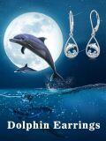wholesale 925 Sterling Silver Dolphin Teardrop Blue Crystal Drop Earrings Ocean Life Jewelry for Women-0-4