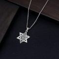 wholesale 925 Sterling Silver Star of David Pendant with Saint Christopher and Compass Charm Necklace for Men Women  45cm Chain Length -0-3