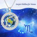 wholesale TOUPOP Valentine's Day Gifts For Her Zodiac Necklace For Women Sterling Silver Constellation Pendant With Circle Crystal Horoscope Sign Astrology Birthstone Birthday Jewelry Gifts For Women Her Mom -0-2