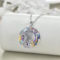 wholesale  Sterling Silver Abalone Stone Moon Black Cat Necklace Tree of Life Jewelry Cat Lover Gift -0-3