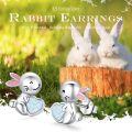 wholesale 925 Sterling Silver Opal Heart Bunny Stud Earrings for Women - Cute Animal s for Sisters and Friends on Easter Thanksgiving & Christmas-0-5