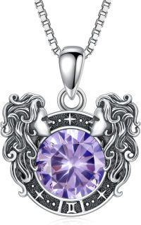 wholesale Metal Stone Zodiac Necklace Constellation Pendant Horoscope Gift for Women-Gemini(June)