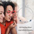 wholesale 925 Sterling Silver Blue Crystal Infinity Heart Aunt & Niece Bolo Bracelet (Adjustable)-0-4