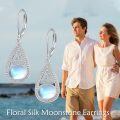 wholesale 925 Sterling Silver Teardrop Moonstone Celtic Clover Filigree Dangle Leverback Earrings-0-5