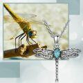 wholesale 925 Sterling Silver Turquoise and Moonstone Dragonfly Pendant Necklace for Women & Moms-0-4