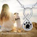 wholesale 925 Sterling Silver Black Onyx Paw Print Infinity Love Memorial Keepsake Jewelry Necklace for Women and Men-0-1