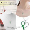 wholesale 925 Sterling Silver Green Mental Health Awareness Heart Ribbon Pendant Necklace-0-2