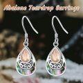 wholesale S925 Sterling Silver Abalone Shell & Cubic Zirconia Teardrop Dangle Earrings for Women-0-1