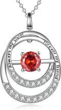 wholesale TOUPOP Sister Gifts From Sister Sterling Silver Double Circle Ruby Pendant Necklace With July Birthstone Jewerly Always My Sister Forever My Friend Birthday Christmas Gifts For Women Friends -0-0