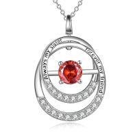 TOUPOP Sterling Silver Ruby Pendant Necklace Sister Gift-undefined