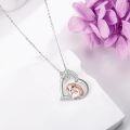 wholesale 925 Sterling Silver Heart-Shaped Guinea Pig Pendant Necklace with Cubic Zirconia Gifts for Women-0-2