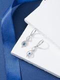 wholesale 925 Sterling Silver Blue Sapphire & Cubic Zirconia Butterfly Drop Earrings-0-4