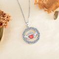 wholesale 925 Sterling Silver Red Crystal Heart Crown Tree of Life Necklace-0-2