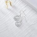 wholesale 925 Sterling Silver Heart-Shaped Elephant Dangle Earrings with Cubic Zirconia-0-3