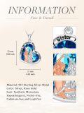 wholesale 925 Sterling Silver Blue Crystal Heart Pendant - Always My Sister Forever Friend Jewelry for Sisters-0-4